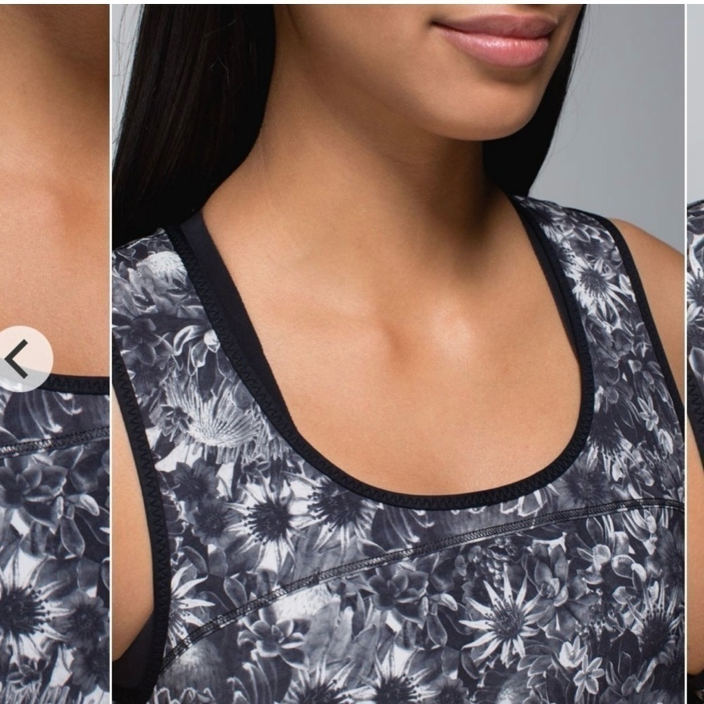 Lululemon Run Split Singlet Gray Black Floral Tan… - image 7